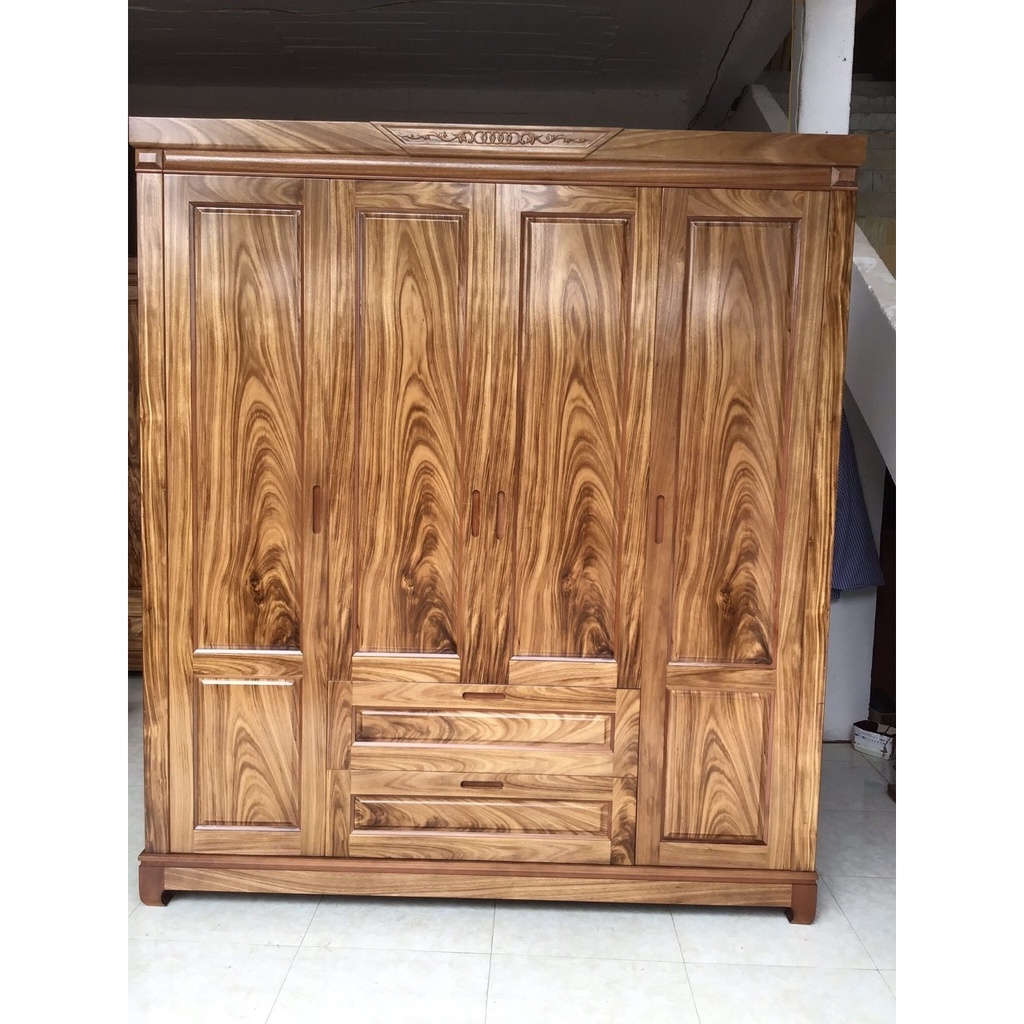 Tủ quần áo gỗ Hương xám , tủ áo 4 cánh bằng gỗ , tủ áo 1m8