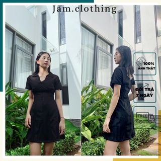 Đầm Cổ Bẻ V Thiết Kế Ôm Eo Xoè Tôn Dáng JAM Khoá Kéo Trước