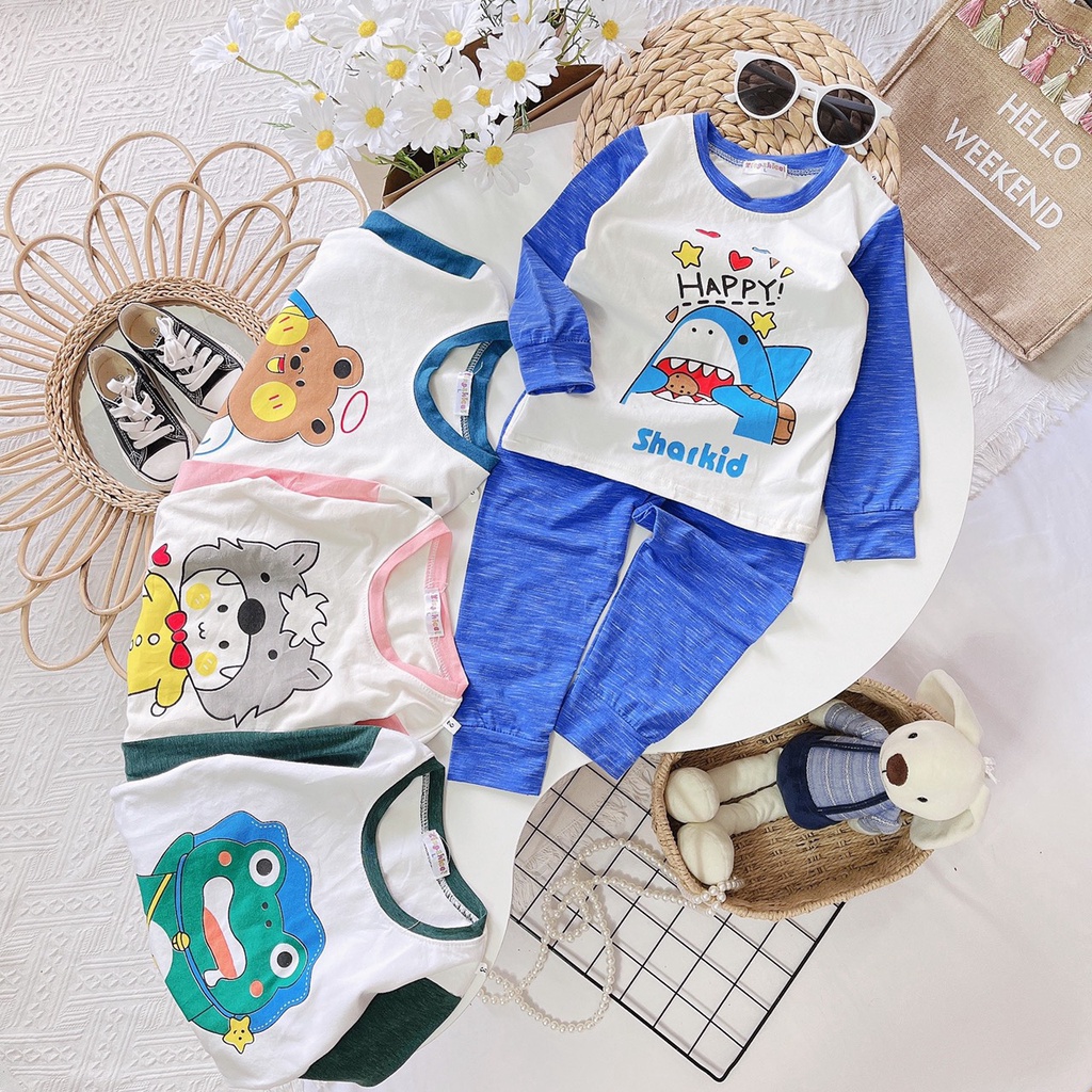 Bộ quần áo cotton mềm co giãn cho bé trai bé gái quần áo thu đông