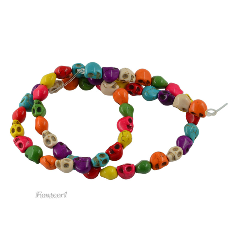 Set 1 / 52 Hạt Xỏ Lỗ Hình Đầu Lâu Nhiều Màu Sắc Dùng Để Làm Trang Sức Thủ Công