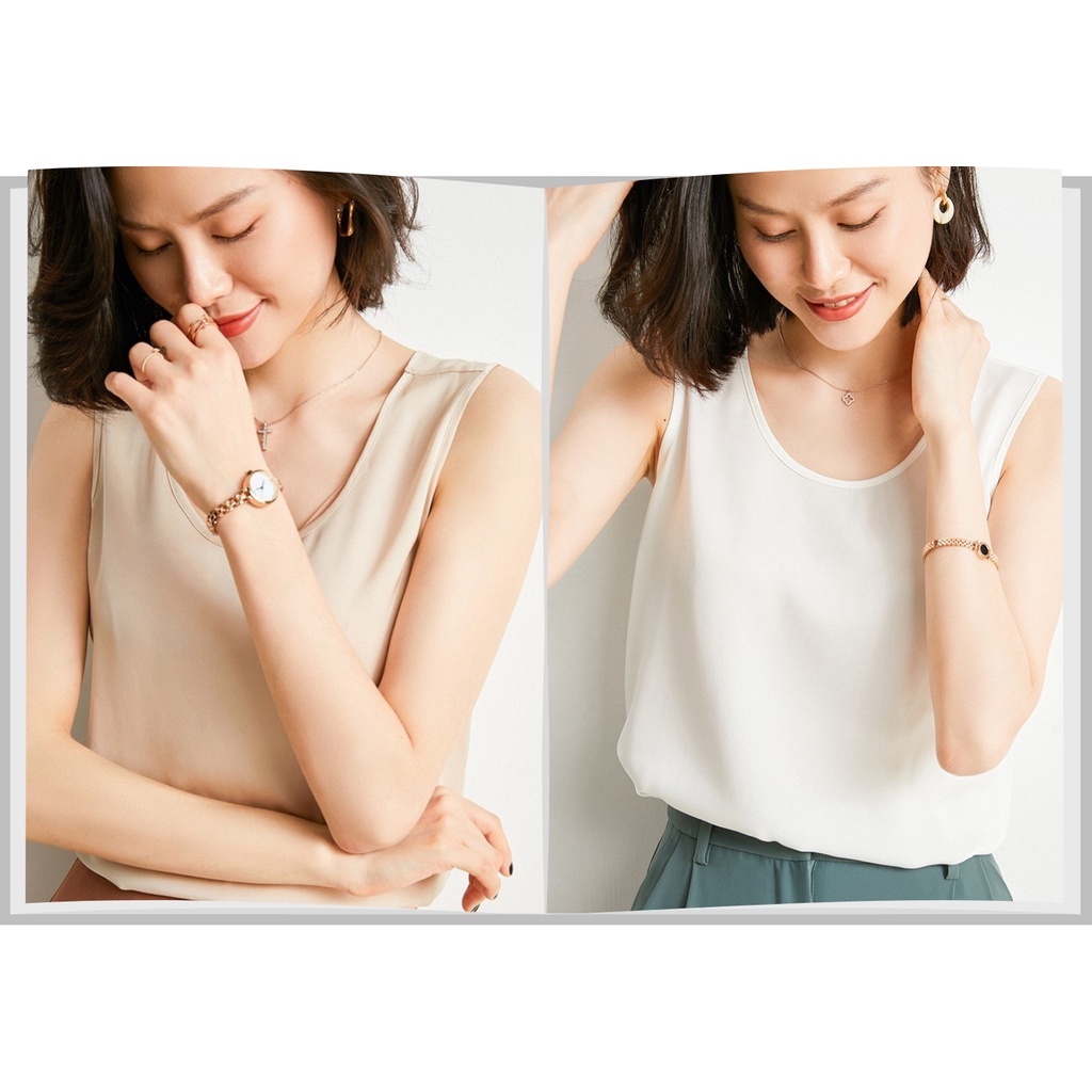 Áo sát nách nữ mặc ở nhà, Áo sát nách cổ tròn 4LOVA chất vải lụa satin cao cấp phong cách Hàn Quốc