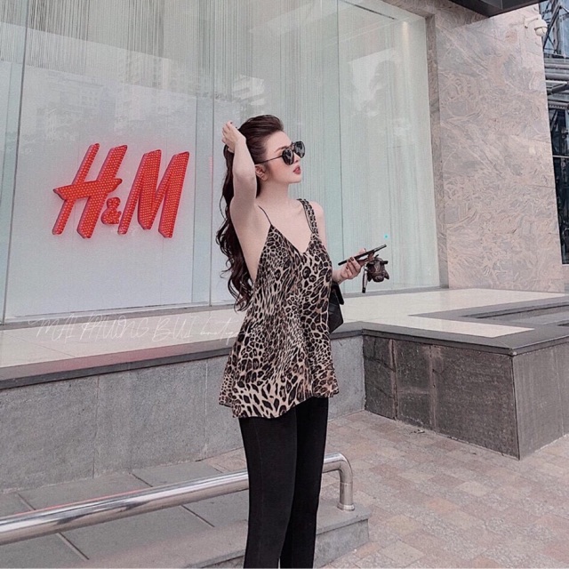 Áo yếm 2 dây hoạ tiết da báo ( kèm ảnh thật )