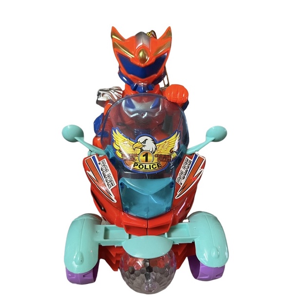 Lồng Đèn Trung Thu Siêu Nhân Lái Motor Police Sẵn Pin Có Đèn Nhạc Cho Bé