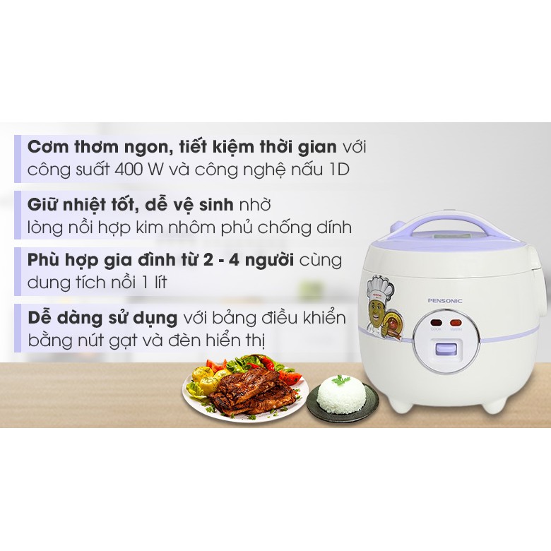 [FREESHIP❤️]Nồi cơm điện 1 lit [NỒI CƠM ĐIỆN PENSONIC TÍM 1 LIT][GIẢM SỐC] | BigBuy360 - bigbuy360.vn