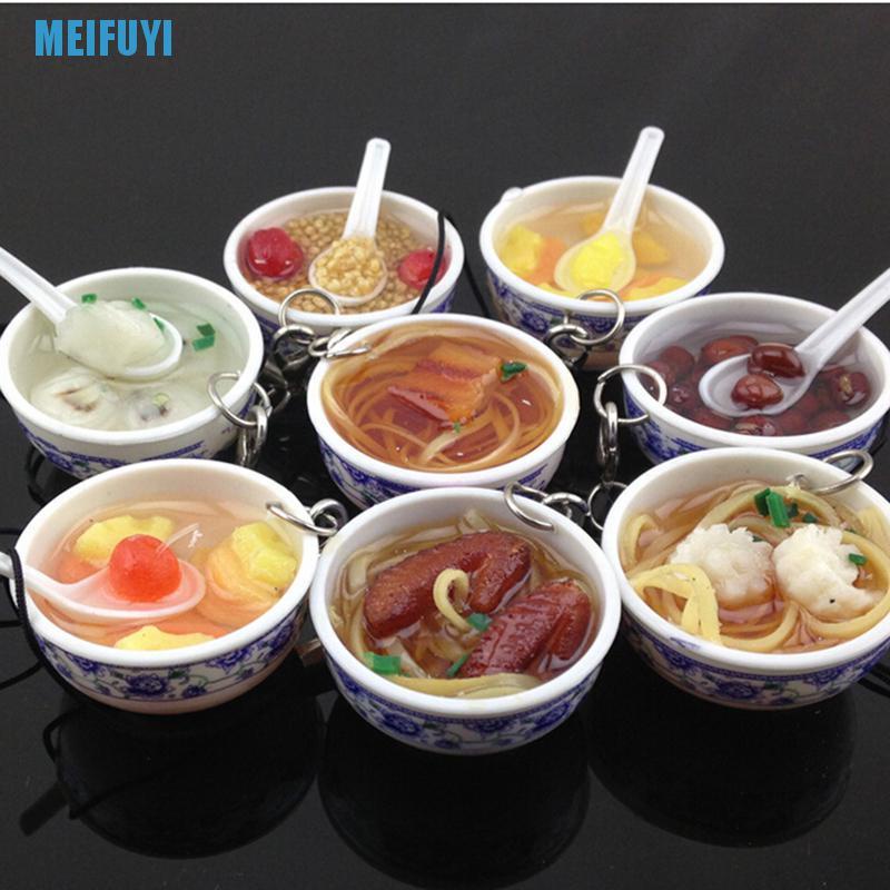 1 Móc Khóa Hình Tô Đựng Thức Ăn Trung Hoa Màu Trắng Và Xanh Dương Dễ Thương 439v