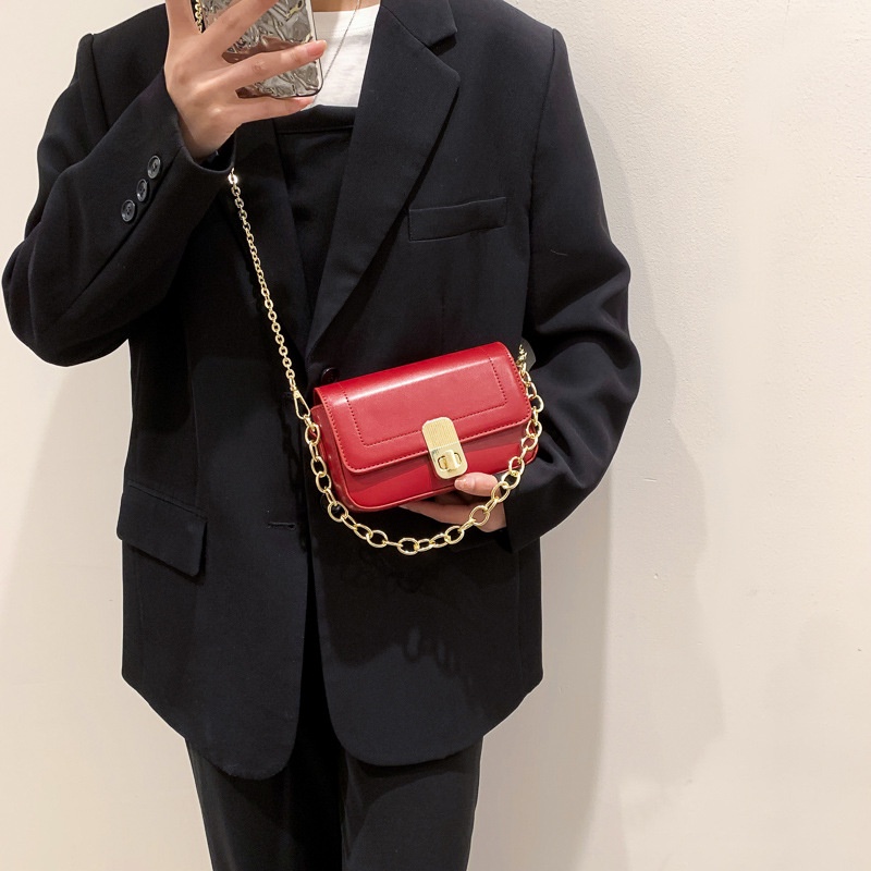 Túi Đeo Chéo Hình Vuông Cỡ Nhỏ Phối Dây Xích Thời Trang Thu Đông Chất Lượng Cao Cho Nữ