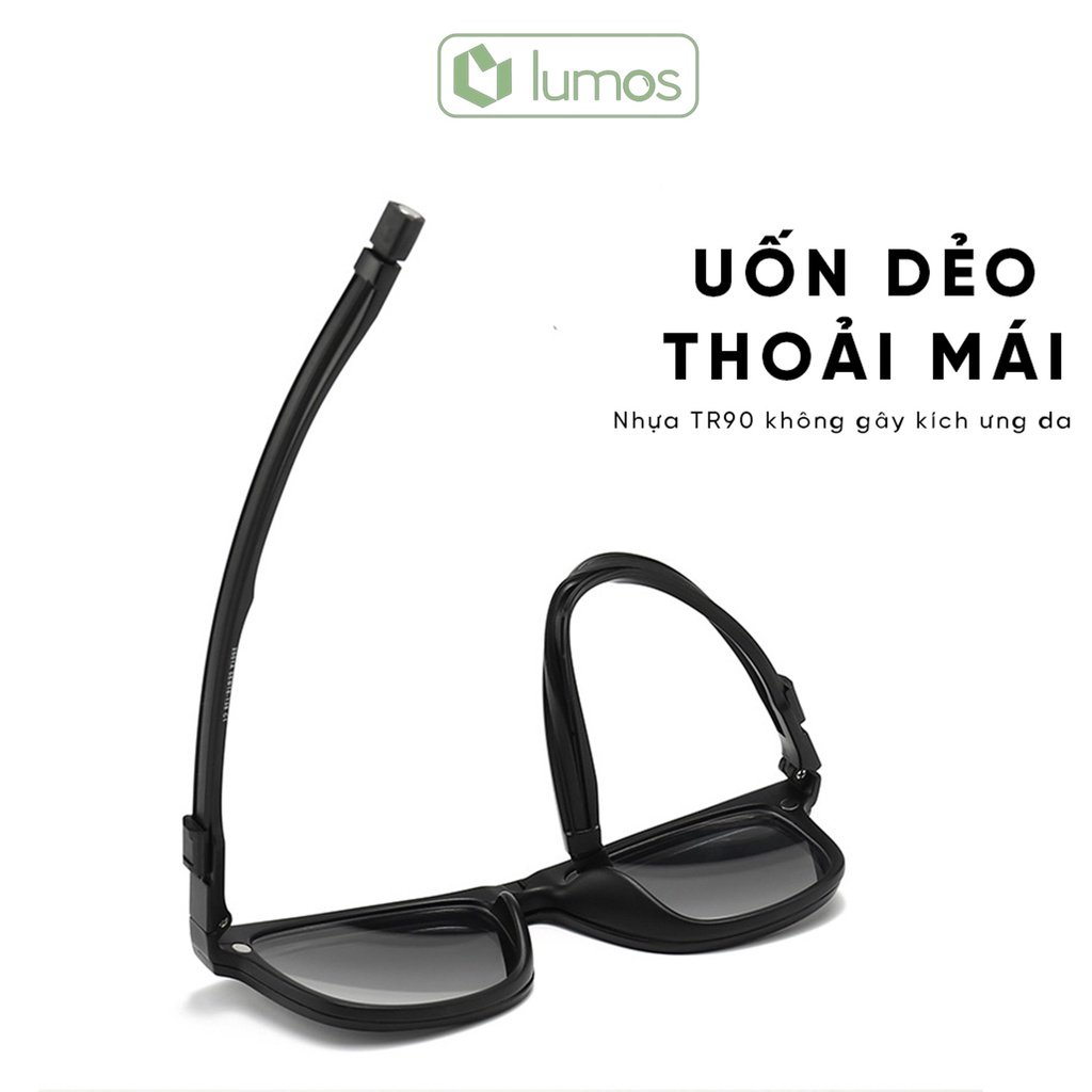 Kính cận râm thể thao nam châm 5 in 1 gọng dẻo siêu bền kèm 5 mắt kính mát di động chống tia UV cao cấp Lumos KTT01