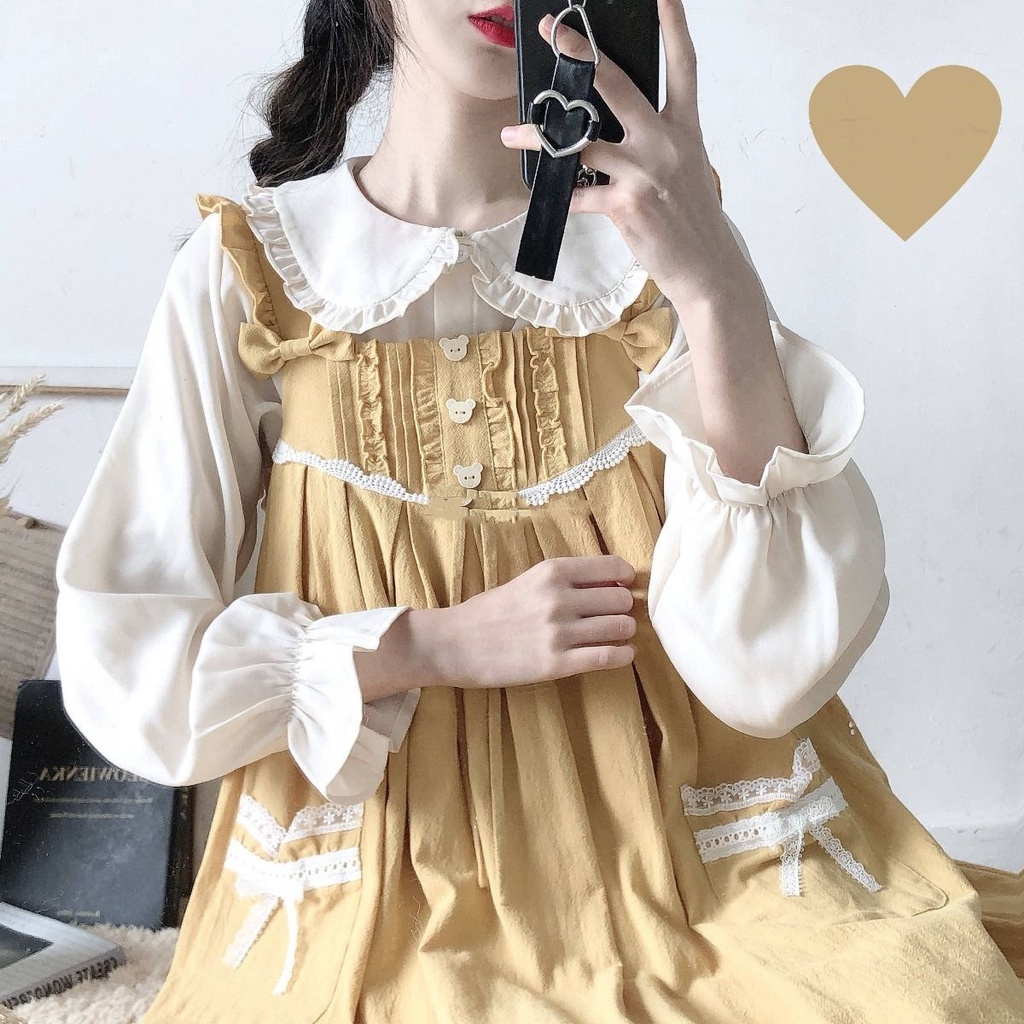 Áo kiểu ngọt ngào dài tay dáng rộng phong cách lolita cho cô gái/ học sinh