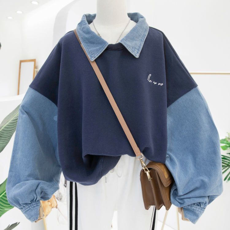 Áo Khoác Denim Mỏng Màu Sắc Tương Phản Phong Cách Hàn Quốc Thời Trang Cho Nữ