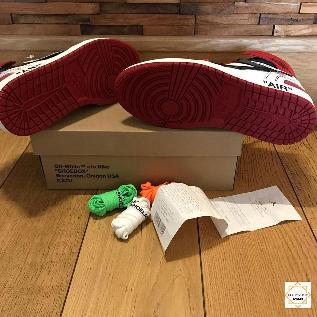 Giày Thể Thao Air Jordan 1 Off White Chicago Đỏ Trắng Cao Cổ Clever Man Store