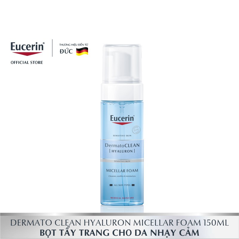 Bọt tẩy trang Eucerin Dermato Clean Hyaluron Micellar Foam 3in1 150ml