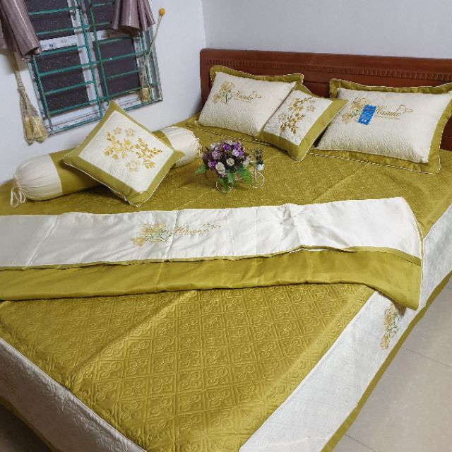 Bộ chan ga goi cottong satin 7 món (có 7 màu tùy khách trọn lựa)