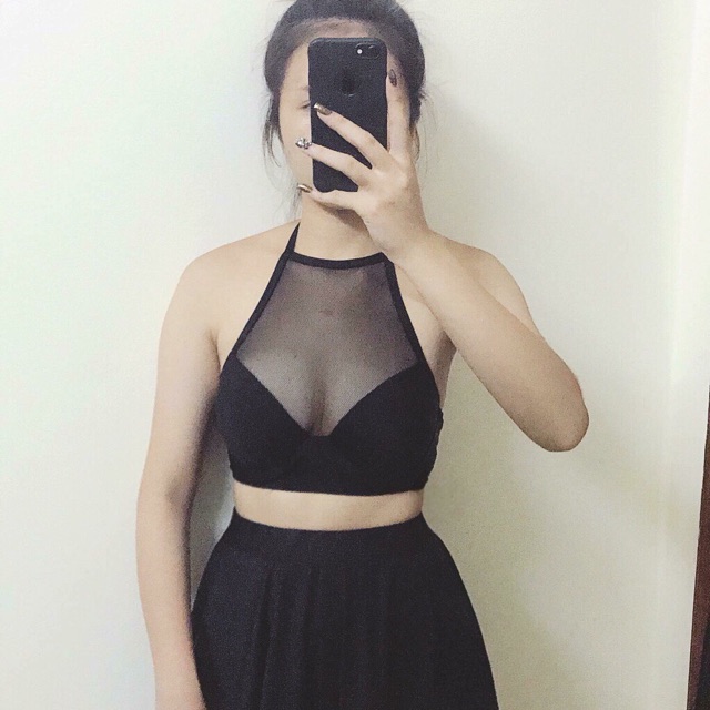 Bikini yếm fa lưới chân váy