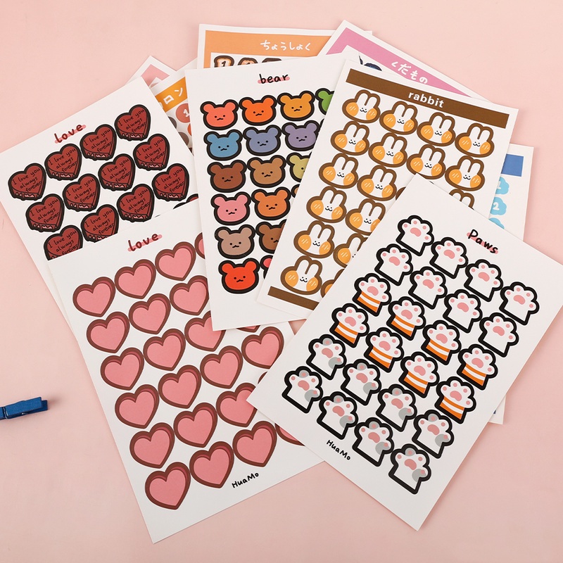 Sticker Dán Trang Trí Sổ Tay Hình Hoạt Hình Dễ Thương Phong Cách Hàn Quốc