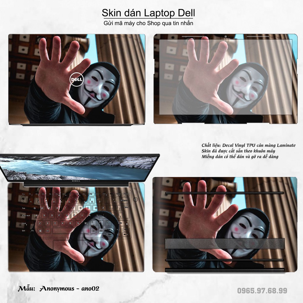 Skin dán Laptop Dell in hình Anonymous (inbox mã máy cho Shop)