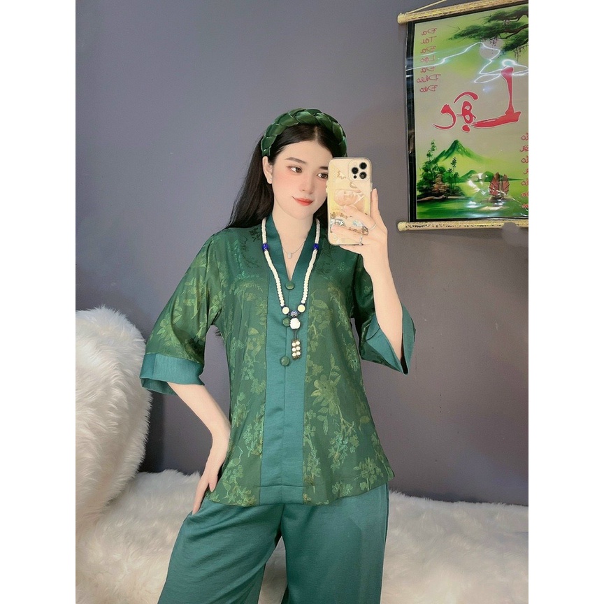 Đồ Lam Đi Chùa #Bà ba Lai Vải Gấm# Quần Áo Nữ