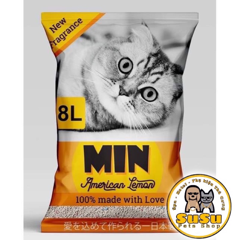 Cát vệ sinh cho mèo MIN 8L - Cát mèo ít bụi - Cát vệ sinh cho mèo của Nhật