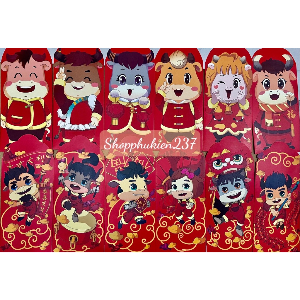 Set 5 Bao lì xì hình hoạt họa Chibi đủ loại mẫu bìa cứng dày đẹp [ có thể chọn nhiều mẫu ]
