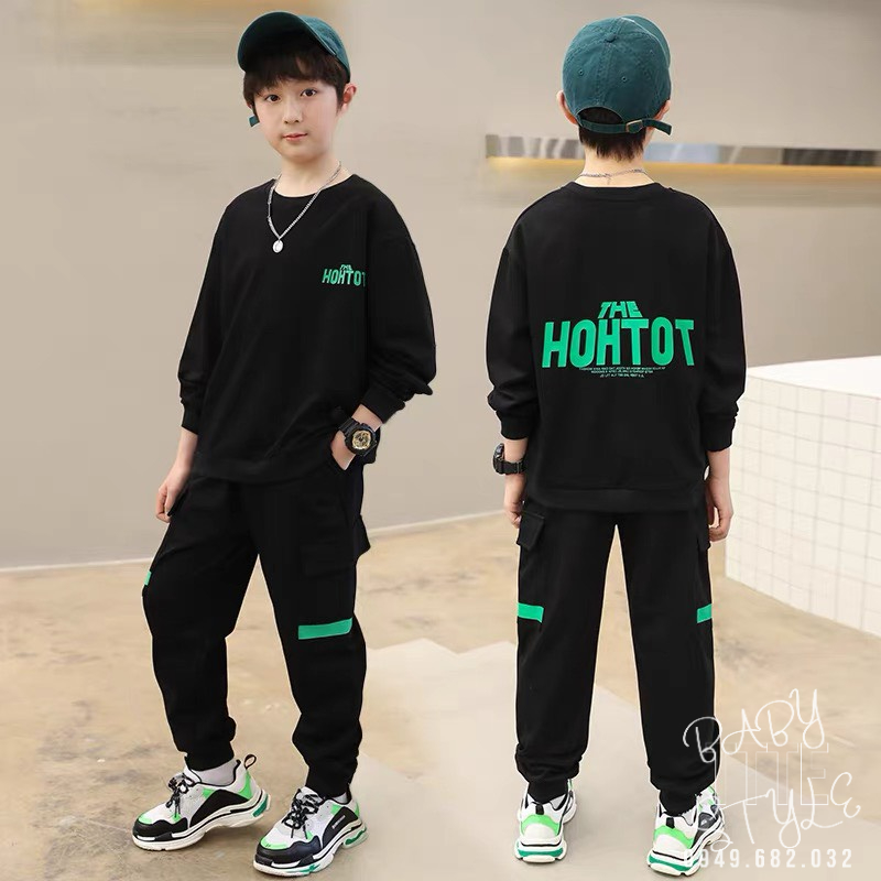 Bộ quần áo thu đông bé trai “HOH“ 14-45kg, đồ dài tay ấm áp cho bé trai 4-14 tuổi. Vải da cá dày đẹp. Hàng may kỹ. B41