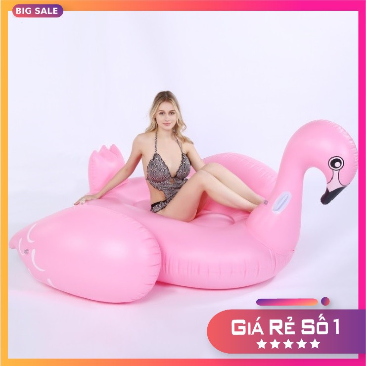 Phao bơi HỒNG HẠC khổng lồ kích thước 190cm, thiết kế gấp gọn, dê dàng mang theo, chất liệu cao cấp
