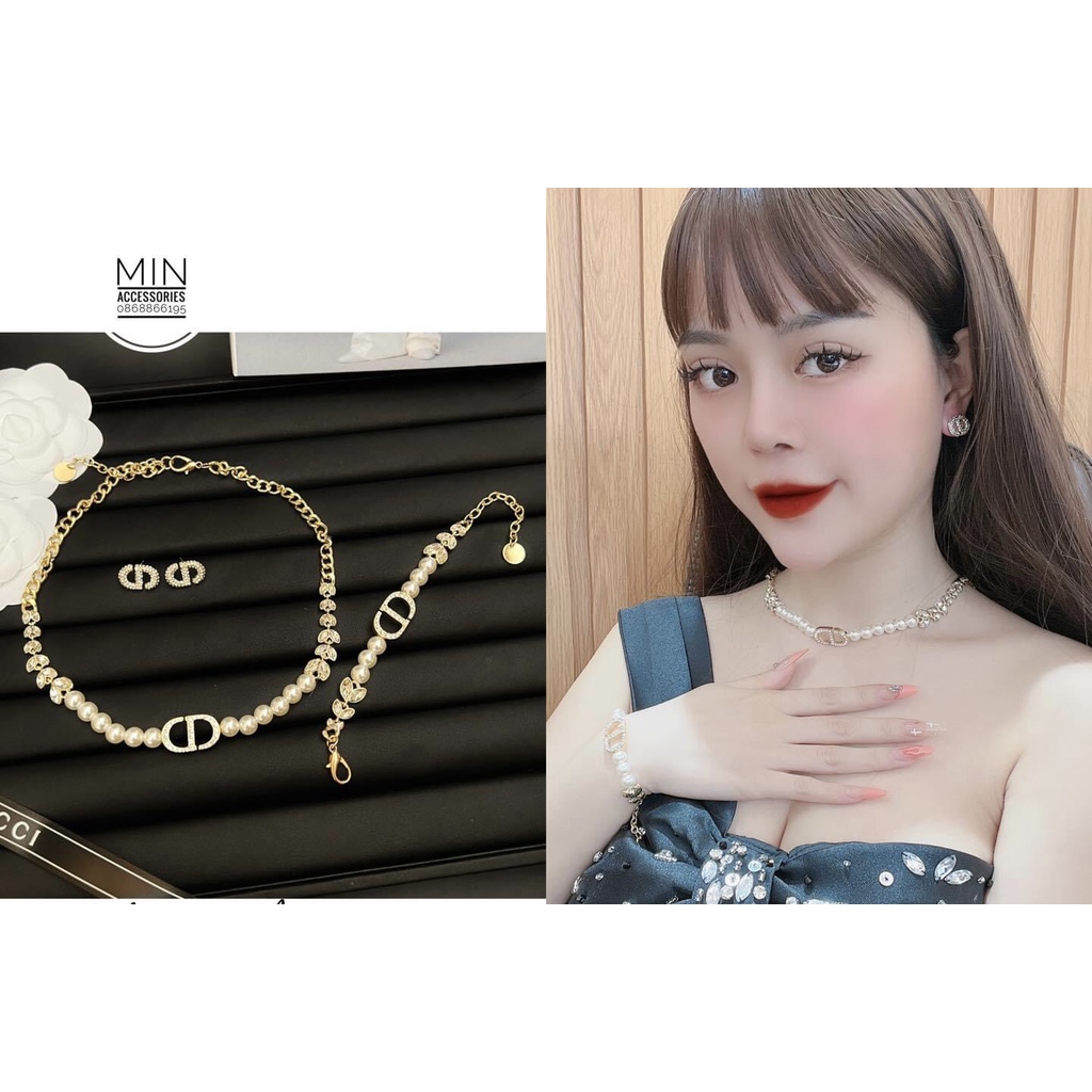 Vòng cổ C.D Ngọc đính đá hình là đẹp lấp lánh