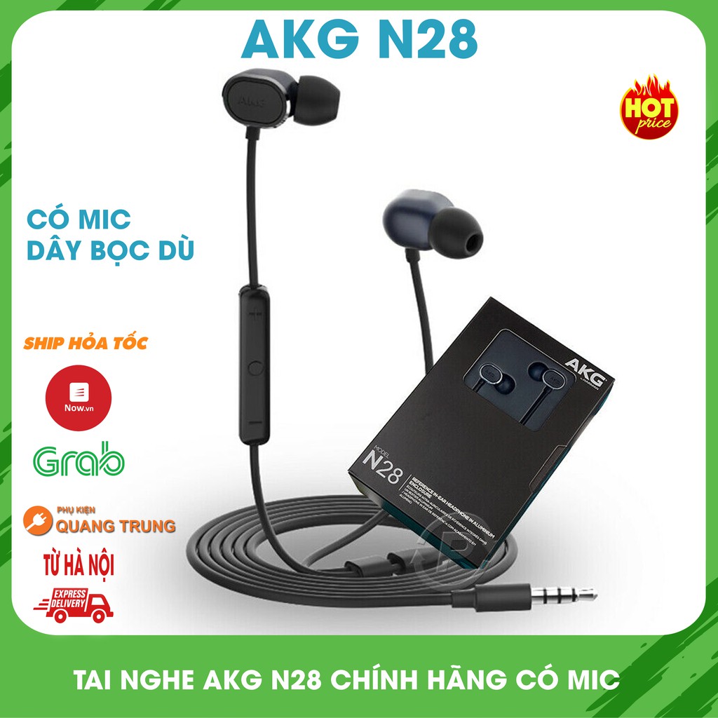 Tai nghe AKG N28 hires có mic đàm thoại,dây bọc dù,chân cắm 3.5mm chính hãng