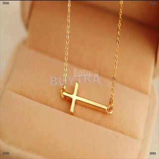 (Eetmo) Hot New Horizontal Sideways Cross Gold/Silver Pendant Necklace