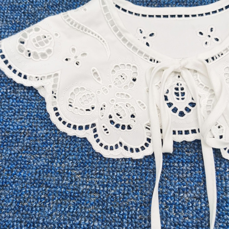 Vòng Cổ Giả Khăn Quàng Cổ Thêu Hoa Rỗng Buộc Dây Kiểu Vintage Cho Bạn Gái