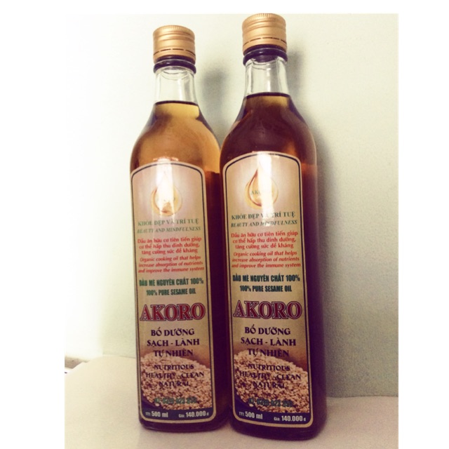 Dầu mè hữu cơ nguyên chất AKORO 500 mL
