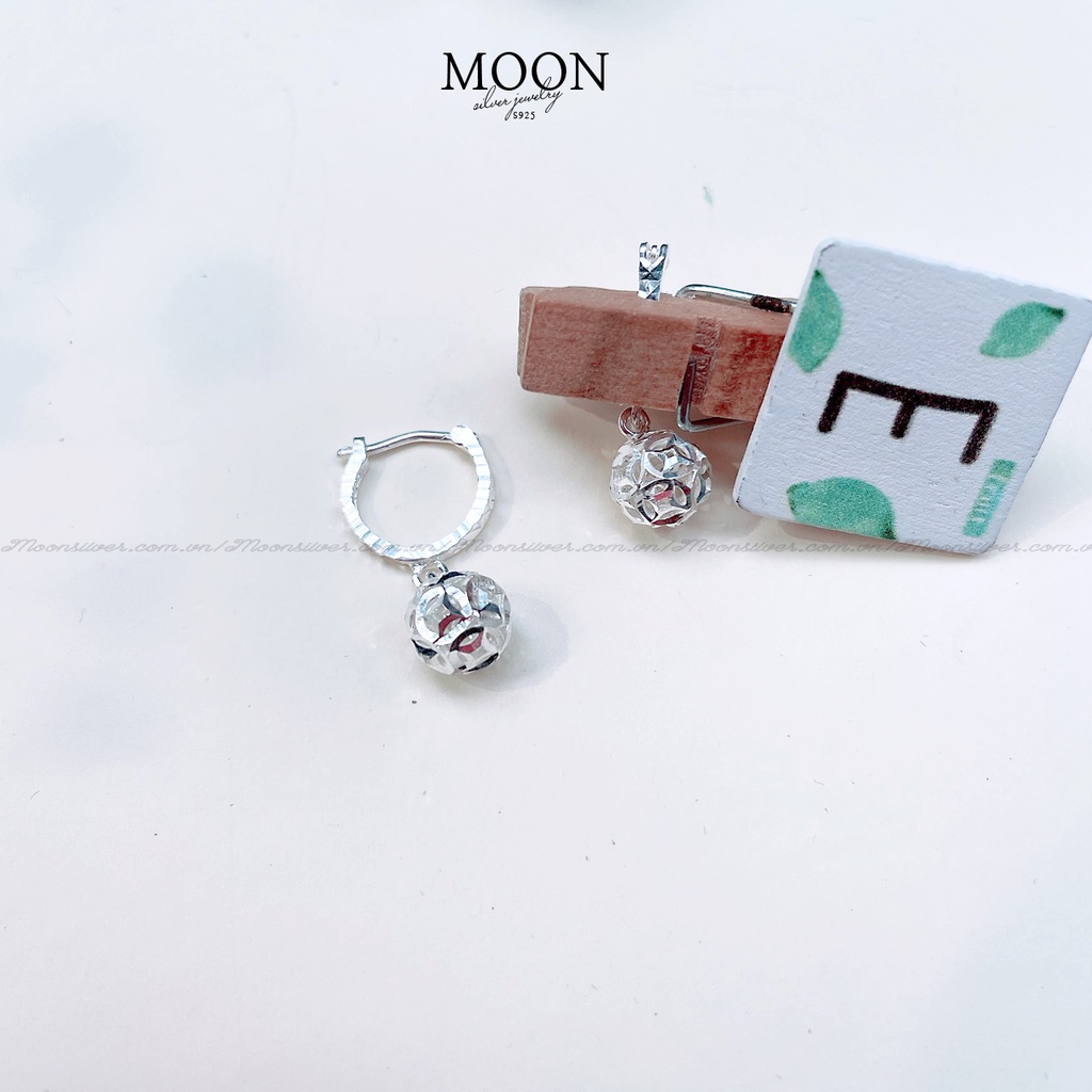 Khuyên tai bạc trẻ em Moonsilver hình quả cầu pha lê cho bé gái chuẩn bạc ta cao cấp