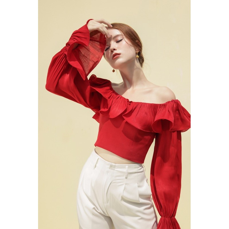 Áo croptop viền bèo - Margaret Blouse