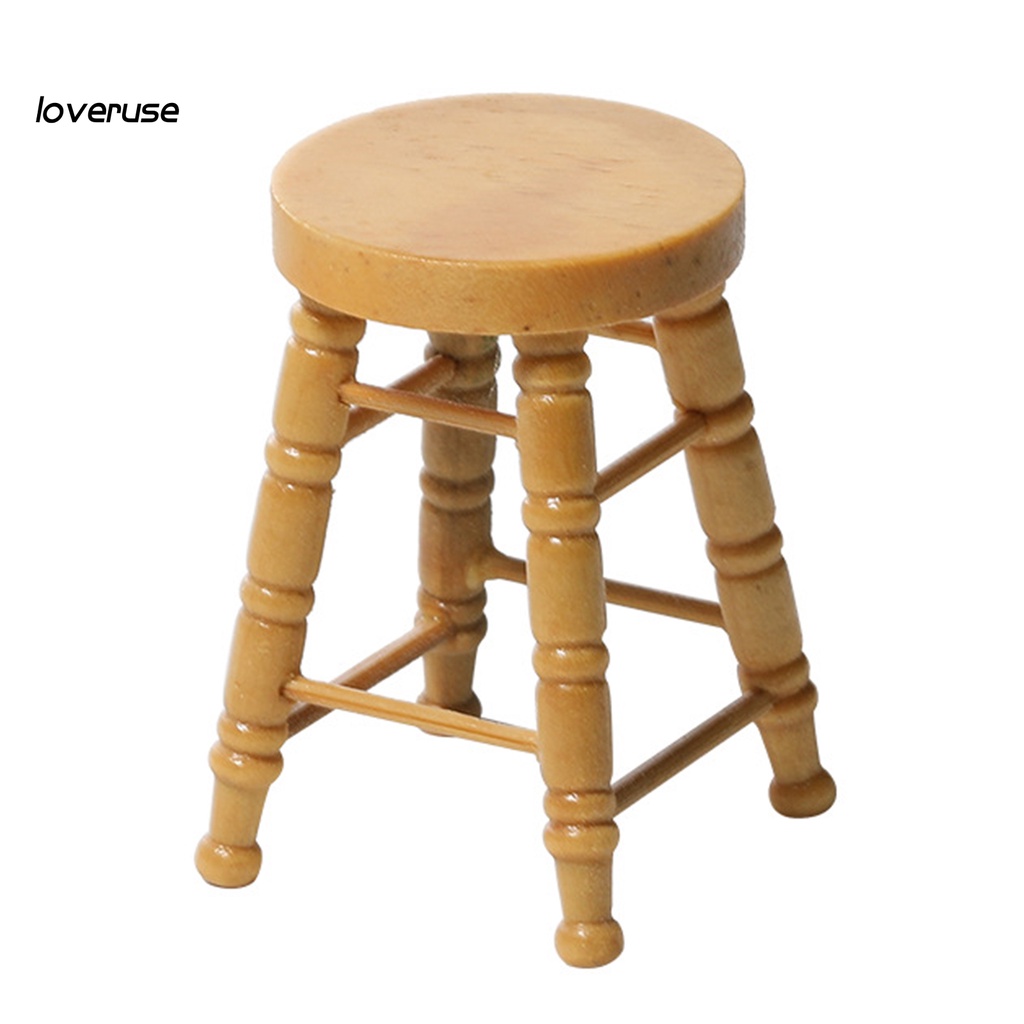 Ghế gỗ mini hình tròn trang trí nhà búp bê