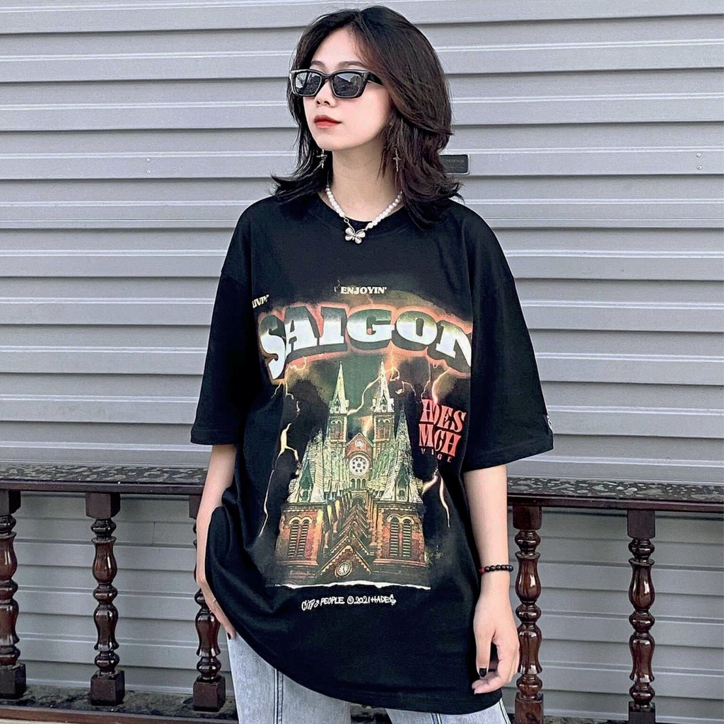 Áo thun trơn tay lỡ HADES SAI GON phông Unisex form rộng oversize Ulzzang - Gin Store