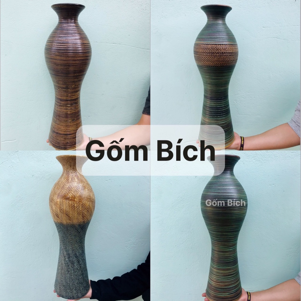 Bình Hoa Cao 50cm Lọ Hoa Men Mộc Cắm Đào Tuyết Mai Đẹp Gốm Sứ Bát Tràng - Gốm Bích