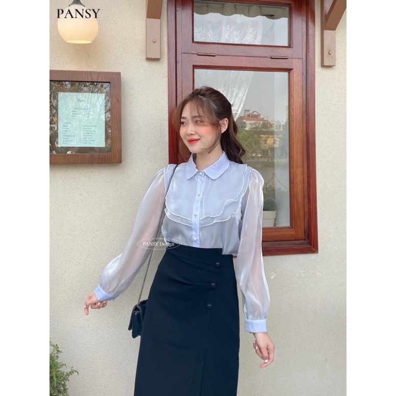 Chân váy công sở siêu tôn dáng phối cúc bọc công sở midi qua gối xẻ tà cạp lưng Chân váy vintage dáng dài ulzzang