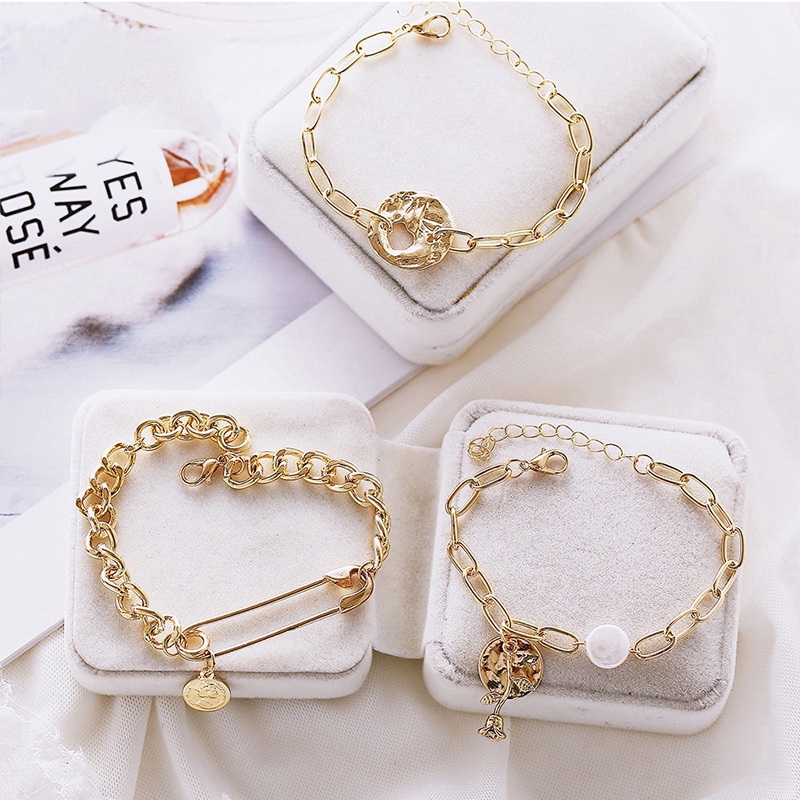 Bộ dây chuyền choker và vòng tay kim loại kiểu dáng đơn giản thời trang dành cho nữ