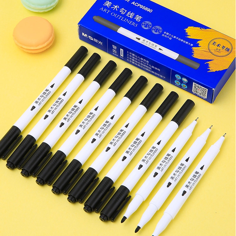 Bút viết mực đen hai đầu 1.5 mm/0.5 mm 95890 tiện dụng