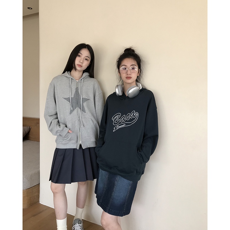 NRVP Áo Hoodie Nữ Tay Dài Dáng Rộng Thời Trang Phong Cách Hàn Quốc
