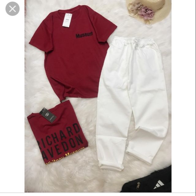 Set áo đỏ quần kaki