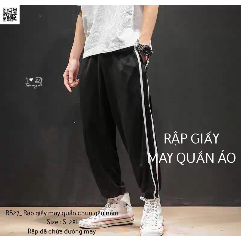 RB27_Rập giấy may quần chun gấu nam