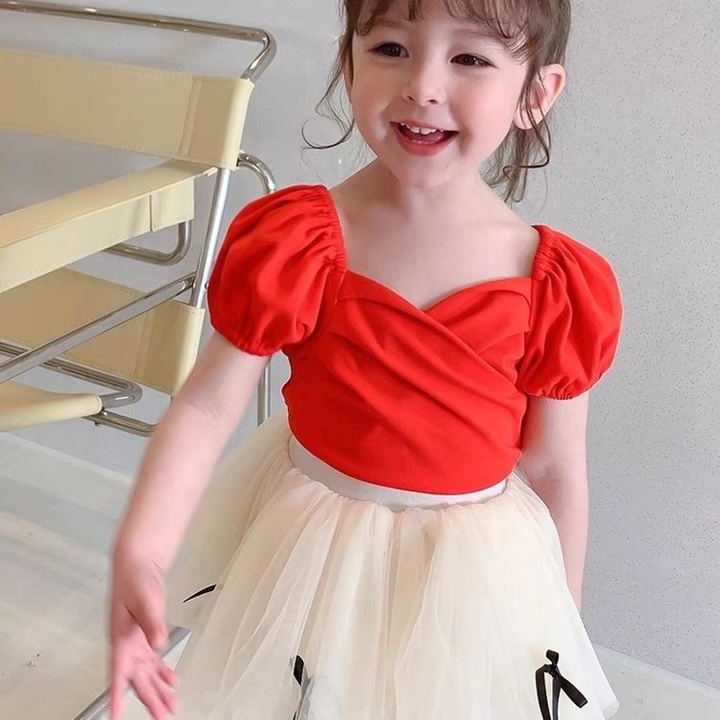 Áo Thun Tay Ngắn Thiết Kế Mỏng Thời Trang Mùa Hè Theo Phong Cách Hàn Quốc Cho Bé Gái