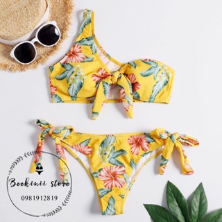 Bikini Vàng Lệch Vai - Đồ Bơi 2 Mảnh Lệch Vai Hoạ Tiết - Bikini 2 Mảnh Vàng Tươi