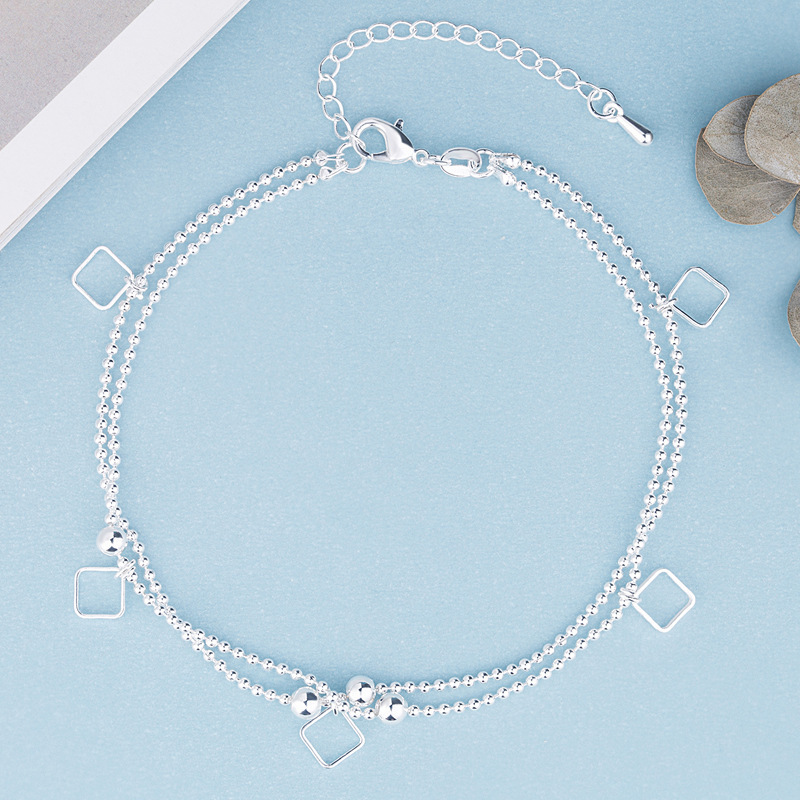 Lắc Chân Bạc 925 Thiết Kế Hai Vòng Bi Đơn Giản Mang Phong Cách Hàn Quốc UMI JL045