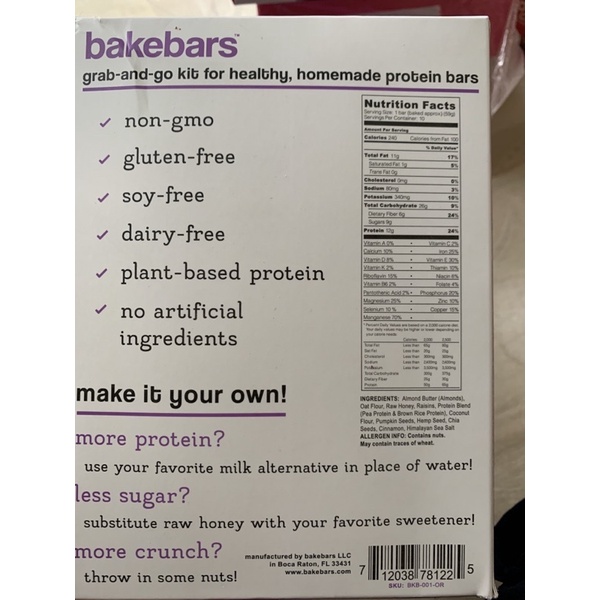 bakebars thanh nương protein kit oatmeal raisin 590g