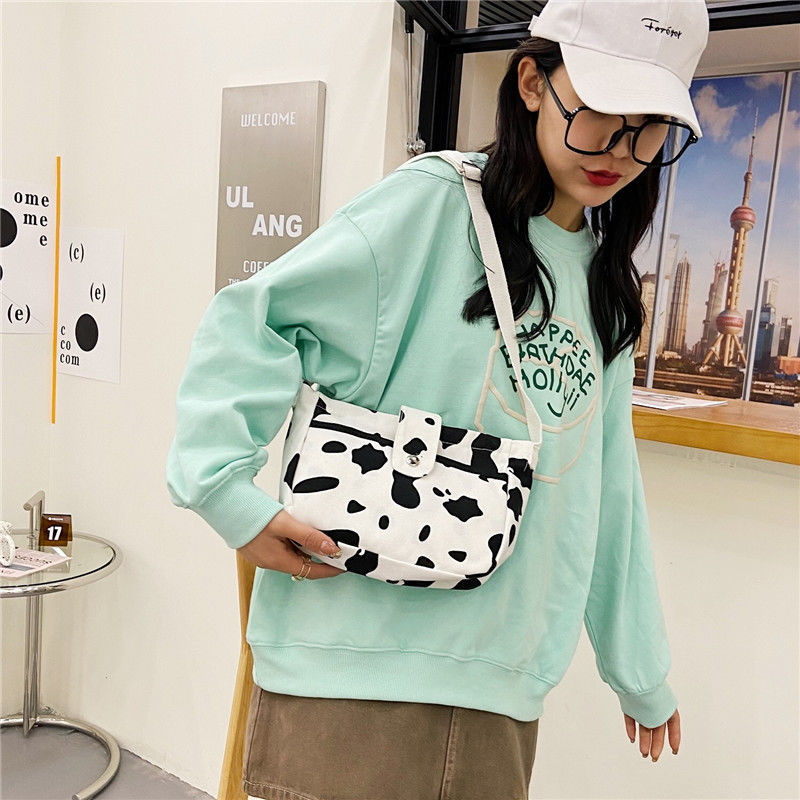 New style Japanese Harajuku cow bag canvas bag Korean student girl Cute versatile shoulder bag