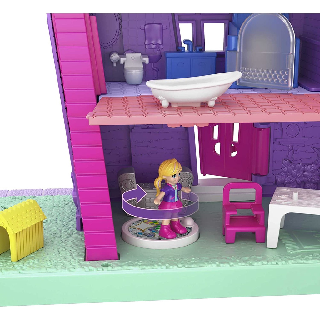 Polly Pocket Pollyville Pocket House Playset with 10+ Accessories GFP42 Bộ Đồ Chơi Nhà Búp Bê Pollyville Bỏ Túi Kèm Phụ Kiện 10 Món GFP42