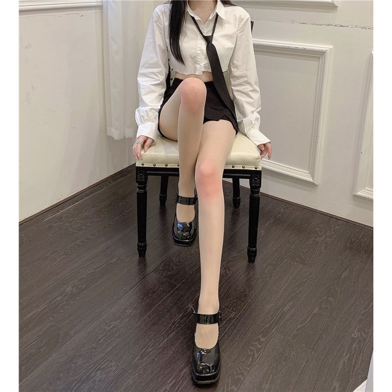 Fashion New Knee High Blush Stockings Pure White Pantyhose Cute Japanese Loli Thin Bottoming Stockings Gradient Stockings