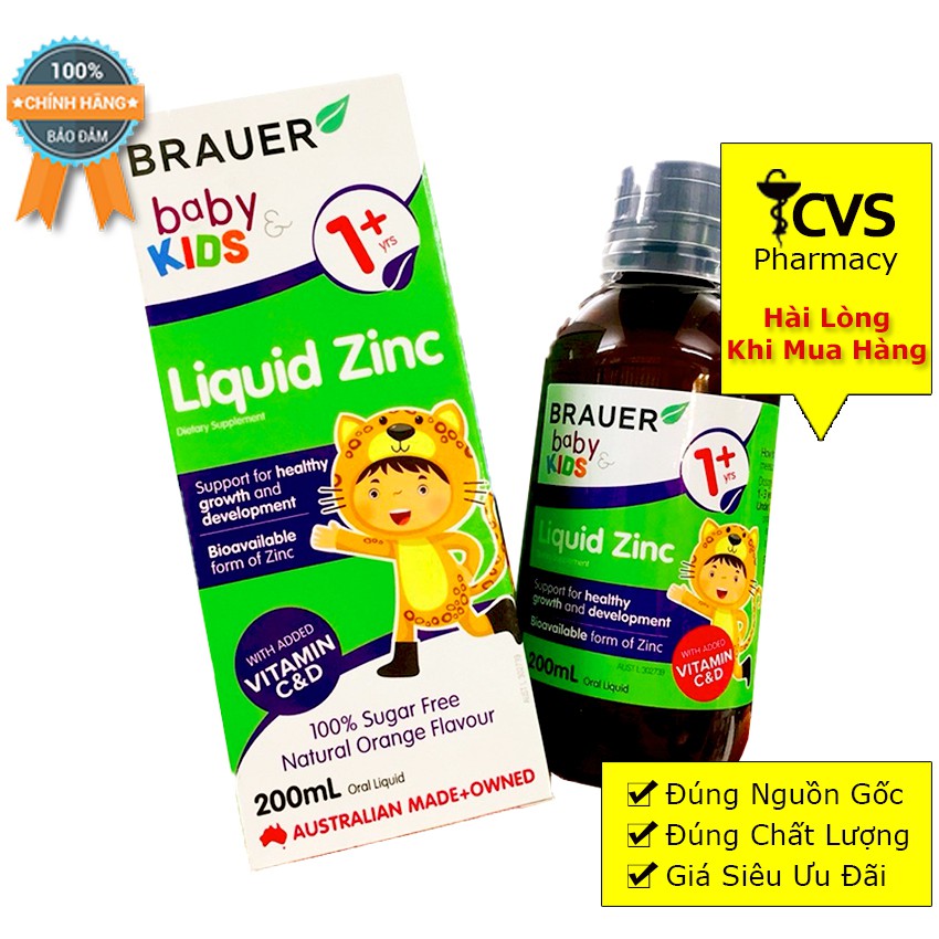 Siro Brauer Liquid Zinc 200ml - Bổ Sung Kẽm và Khoáng Chất Cho Trẻ Từ 1 Tuổi Trở Lên (Brauer Baby Kids Liquid Zinc)