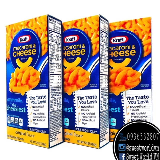 Nui phô mai Macaroni & Cheese Kraft (206g) - Mỹ