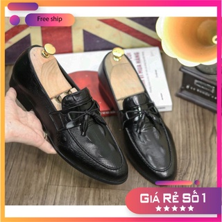 Giày nam lười, đính đai lơ , vân cá sấu , đế khâu chắc chắn